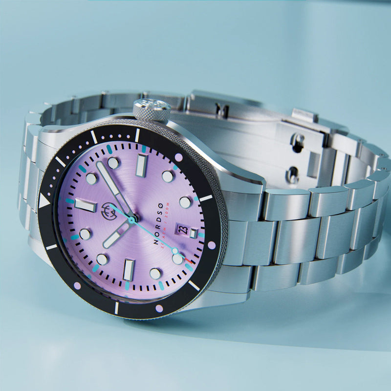 Henry Archer Nordso Automatic Dive Watch with Iris Purple Dial #HAC-NOR-IRI-3LI