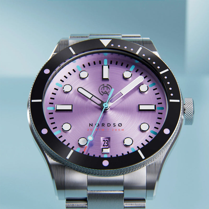 Henry Archer Nordso Automatic Dive Watch with Iris Purple Dial #HAC-NOR-IRI-3LI