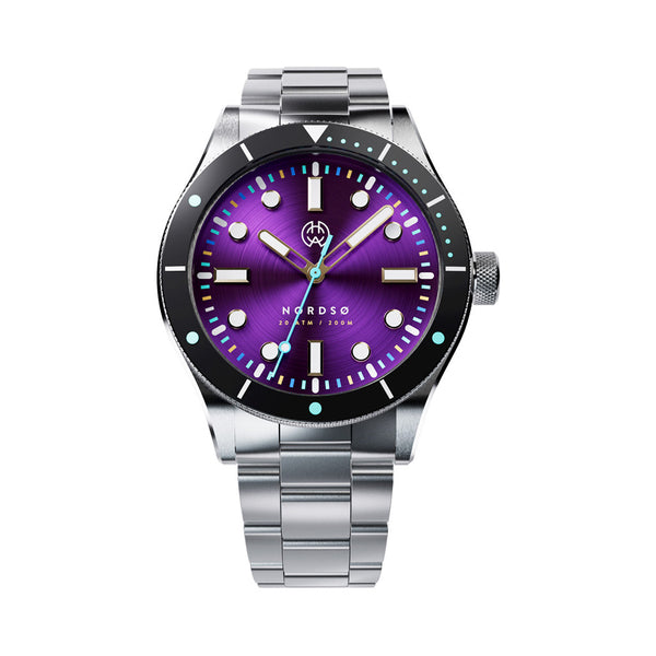 Henry Archer Nordso Automatic Dive Watch with Neon Purple Dial #HAC-NOR-NE3-3LI
