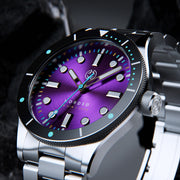 Henry Archer Nordso Automatic Dive Watch with Neon Purple Dial #HAC-NOR-NE3-3LI