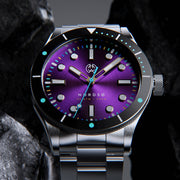 Henry Archer Nordso Automatic Dive Watch with Neon Purple Dial #HAC-NOR-NE3-3LI