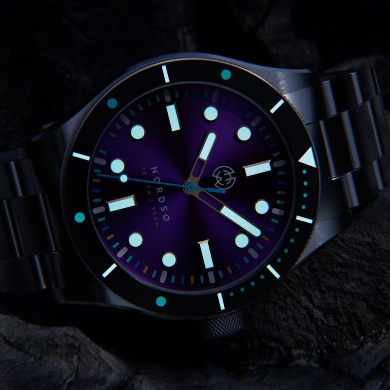 Henry Archer Nordso Automatic Dive Watch with Neon Purple Dial #HAC-NOR-NE3-3LI