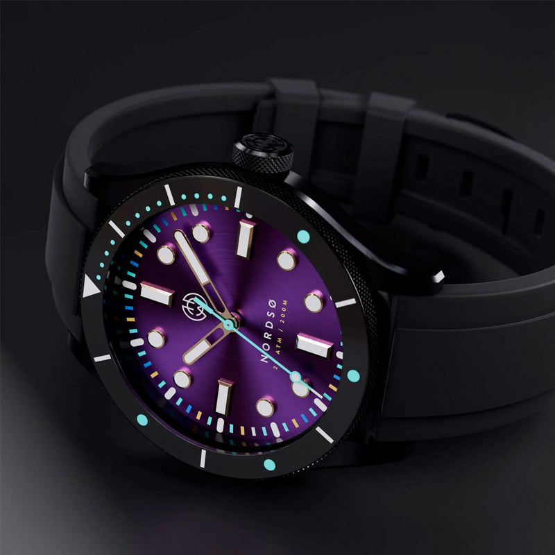 Henry Archer Nordso DLC Automatic Watch with Neon Purple Dial #HAC-NOR-NED-3LI