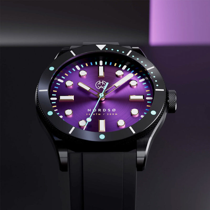 Henry Archer Nordso DLC Automatic Watch with Neon Purple Dial #HAC-NOR-NED-3LI