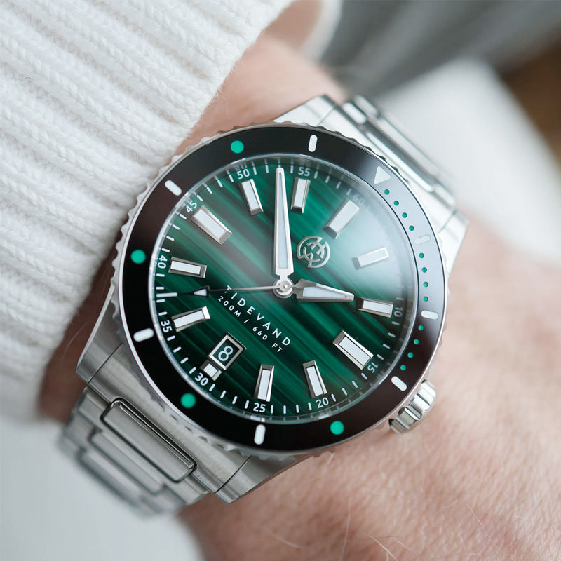 Henry Archer Tidevand Element Automatic Watch with Malachite Dial #HAC-TDE-MAL-CGR