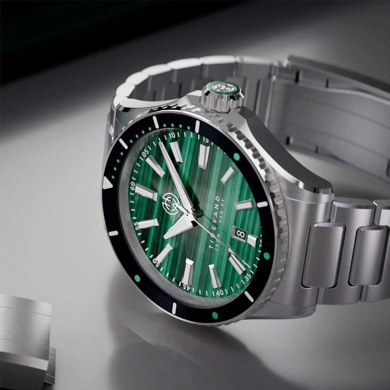 Henry Archer Tidevand Element Automatic Watch with Malachite Dial #HAC-TDE-MAL-CGR