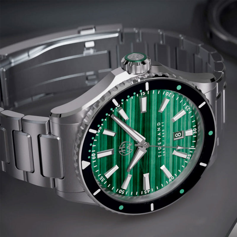 Henry Archer Tidevand Element Automatic Watch with Malachite Dial #HAC-TDE-MAL-CGR