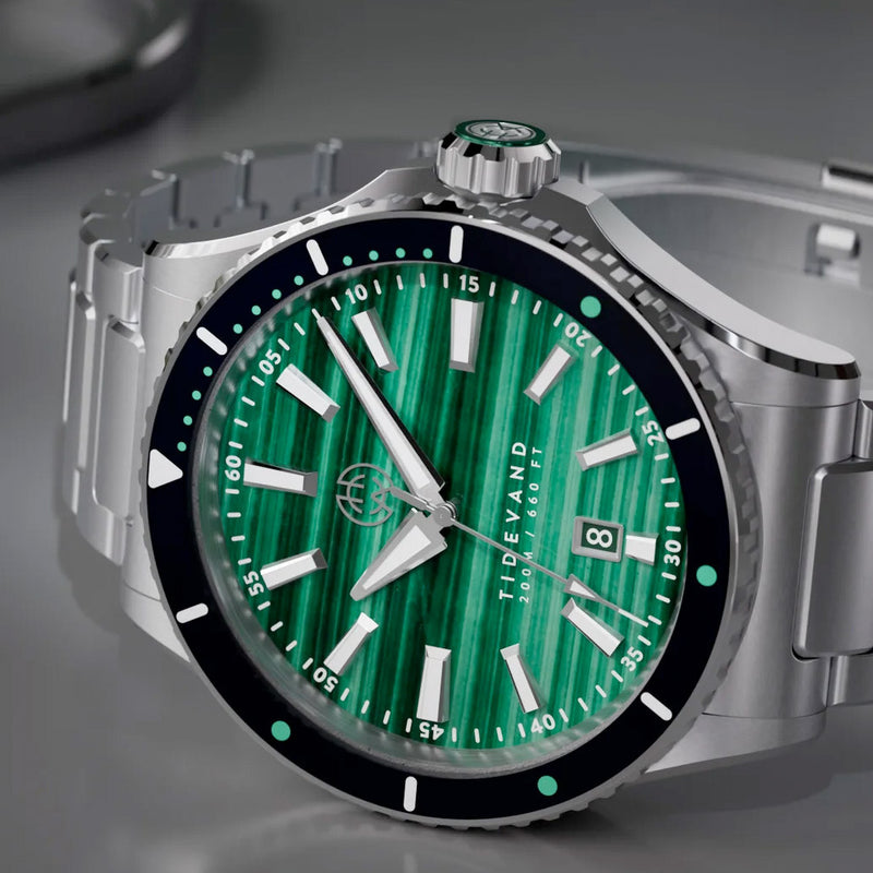 Henry Archer Tidevand Element Automatic Watch with Malachite Dial #HAC-TDE-MAL-CGR
