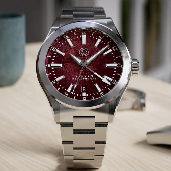 Henry Archer Verden GMT Meteorite Spectral Red Watch #HAC-VER-SPR-3LI