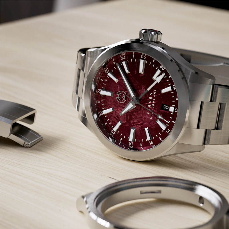Henry Archer Verden GMT Meteorite Spectral Red Watch #HAC-VER-SPR-3LI
