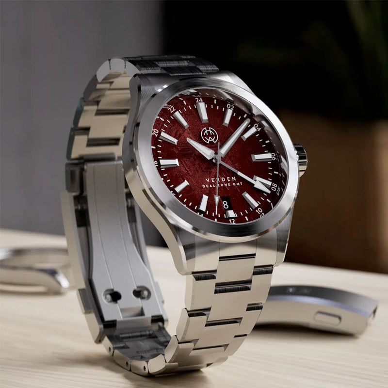 Henry Archer Verden GMT Meteorite Spectral Red Watch #HAC-VER-SPR-3LI