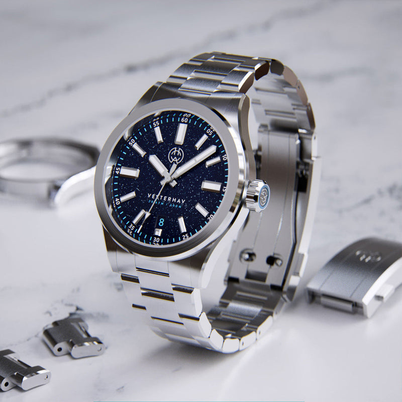 Henry Archer Vesterhav 38 Automatic Watch with Ad Astra Aventurine Dial #HAC-VES-AAA-3LI
