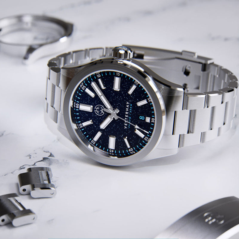 Henry Archer Vesterhav 38 Automatic Watch with Ad Astra Aventurine Dial #HAC-VES-AAA-3LI