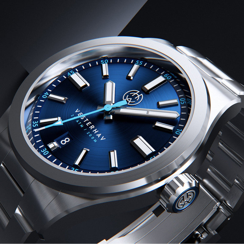 Henry Archer Vesterhav Slim Automatic Watch with Blue Aquila Dial #HAC-VES-AQU-3LI