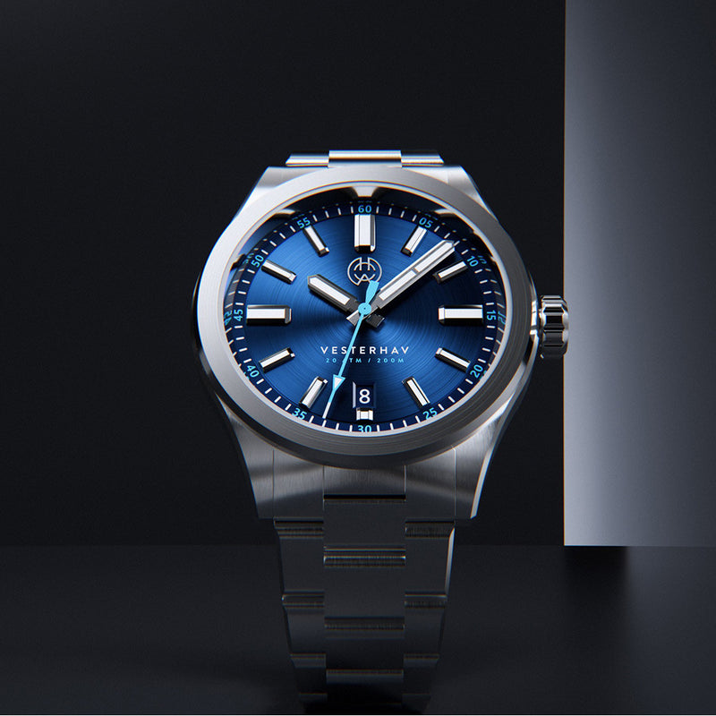 Henry Archer Vesterhav Slim Automatic Watch with Blue Aquila Dial #HAC-VES-AQU-3LI