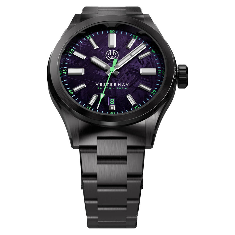 Henry Archer Vesterhav Meteorite Fusion Purple DLC Watch #HAC-VES-FSP-3LI