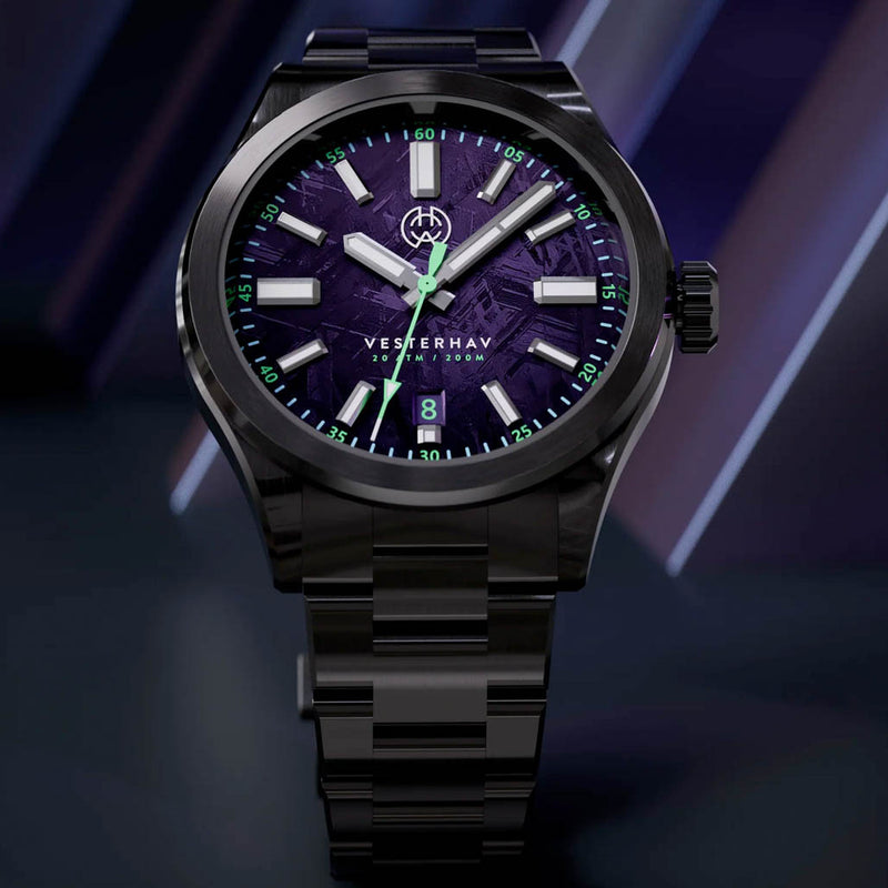 Henry Archer Vesterhav Meteorite Fusion Purple DLC Watch #HAC-VES-FSP-3LI