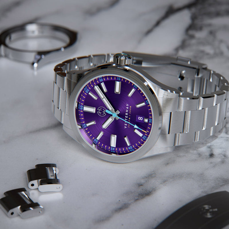 Henry Archer Vesterhav Slim Automatic Watch with Polaris Purple Dial #HAC-VES-PPU-3LI
