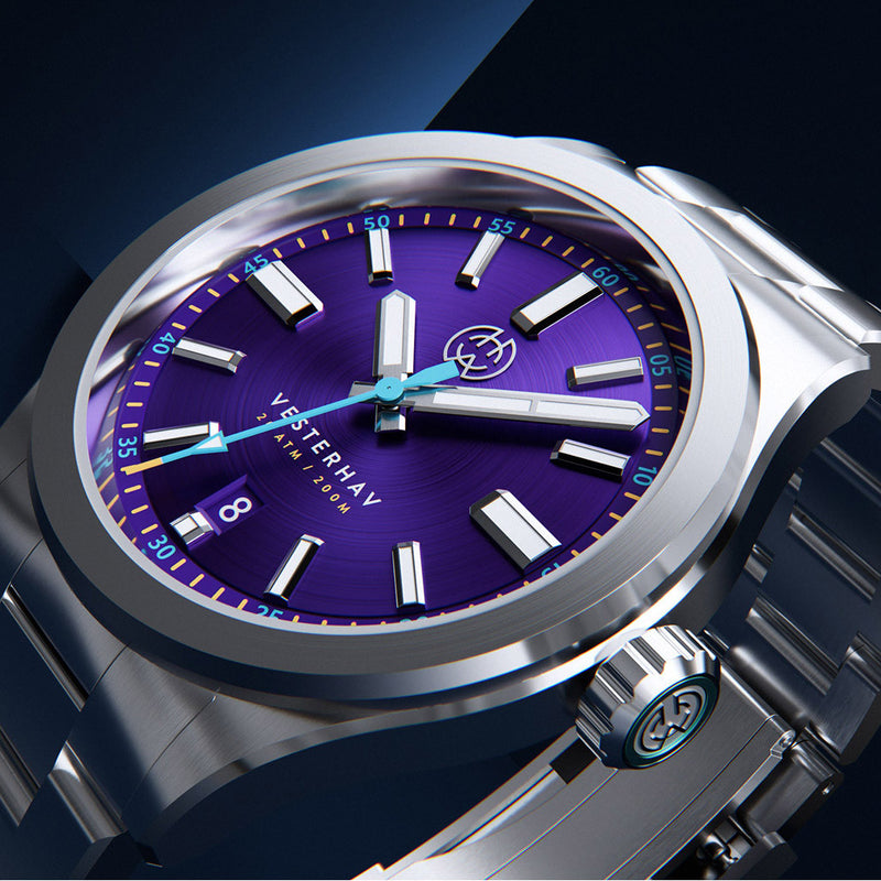 Henry Archer Vesterhav Slim Automatic Watch with Polaris Purple Dial #HAC-VES-PPU-3LI