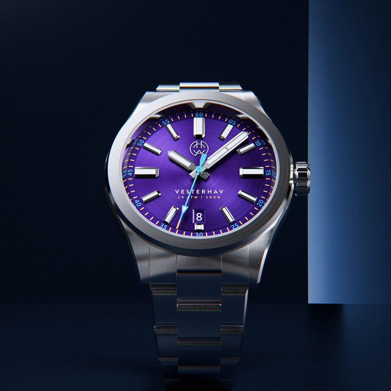 Henry Archer Vesterhav Slim Automatic Watch with Polaris Purple Dial #HAC-VES-PPU-3LI