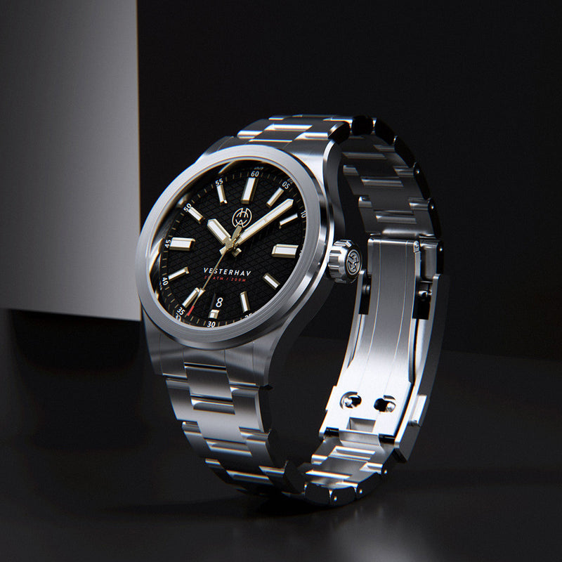 Henry Archer Vesterhav Slim Automatic Watch with Raven Black Dial #HAC-VES-RVN-3LI