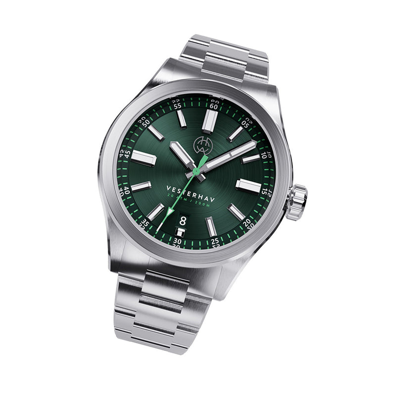 Henry Archer Vesterhav Slim Automatic Watch with Green Tide Dial #HAC-VES-TDE-3LI
