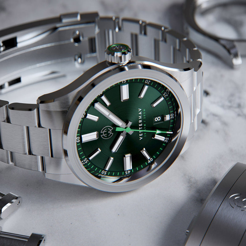 Henry Archer Vesterhav Slim Automatic Watch with Green Tide Dial #HAC-VES-TDE-3LI