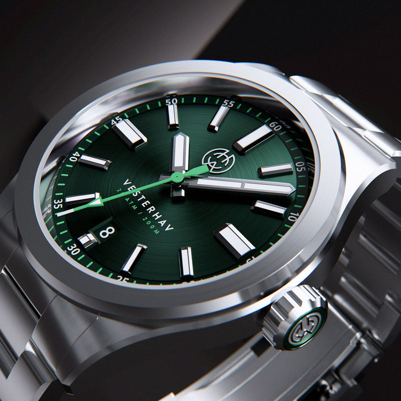 Henry Archer Vesterhav Slim Automatic Watch with Green Tide Dial #HAC-VES-TDE-3LI