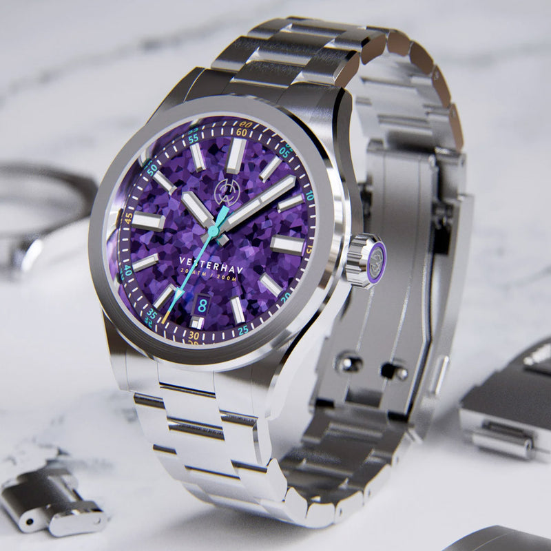 Henry Archer Vesterhav 38 Automatic Watch with Titanium Purple Dial #HAC-VES-TIP-3LI