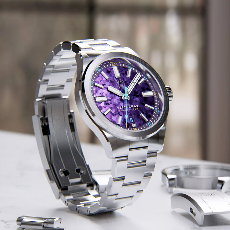 Henry Archer Vesterhav 38 Automatic Watch with Titanium Purple Dial #HAC-VES-TIP-3LI