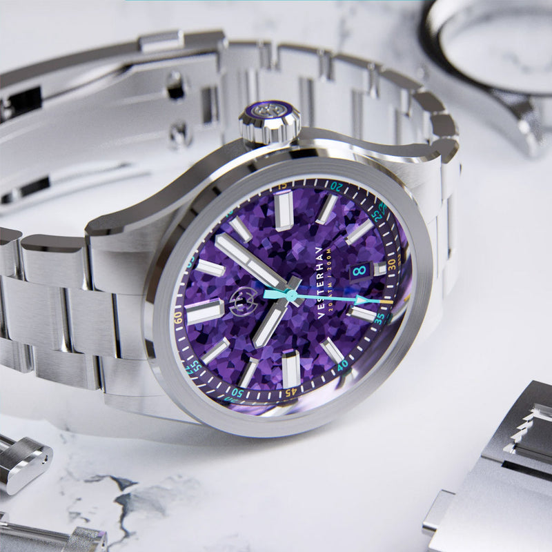 Henry Archer Vesterhav 38 Automatic Watch with Titanium Purple Dial #HAC-VES-TIP-3LI