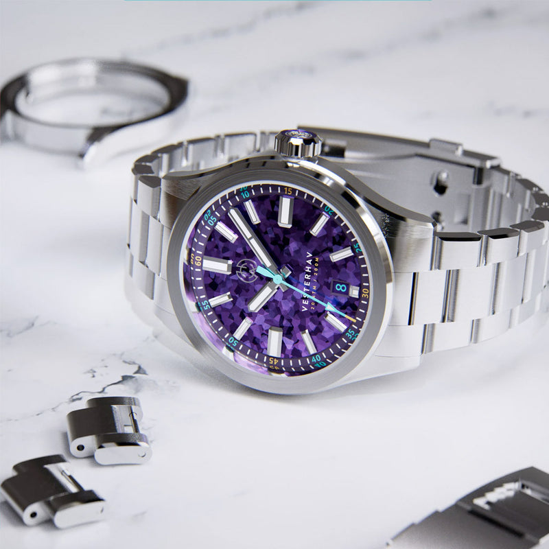 Henry Archer Vesterhav 38 Automatic Watch with Titanium Purple Dial #HAC-VES-TIP-3LI