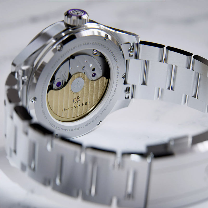 Henry Archer Vesterhav 38 Automatic Watch with Titanium Purple Dial #HAC-VES-TIP-3LI