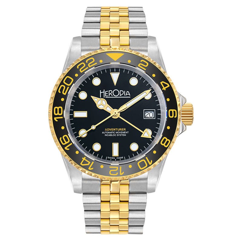 Herodia Adventurer Swiss Automatic GMT Two-Tone Watch #HADVBIBKBK.AC
