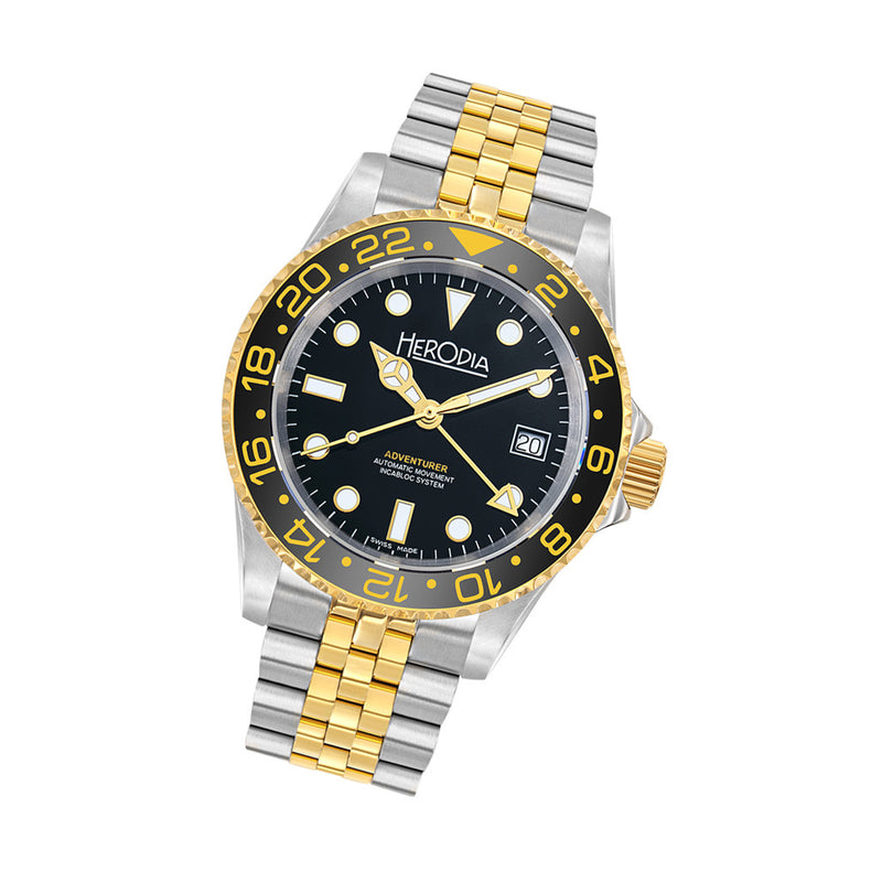 Herodia Adventurer Swiss Automatic GMT Two-Tone Watch #HADVBIBKBK.AC