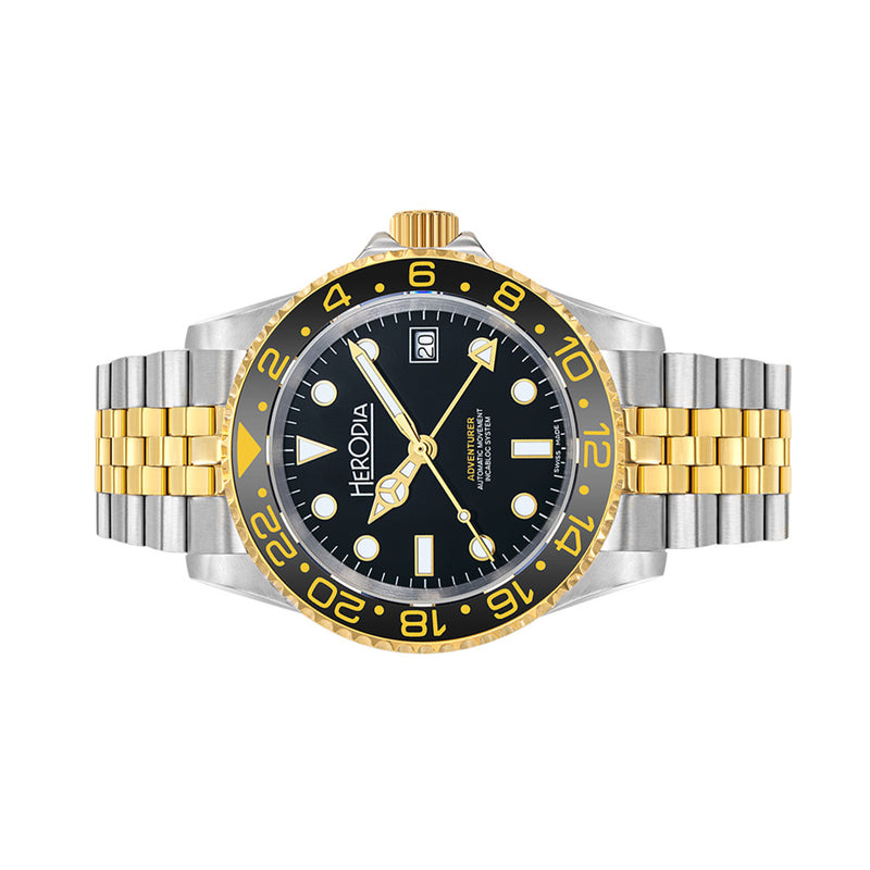 Herodia Adventurer Swiss Automatic GMT Two-Tone Watch #HADVBIBKBK.AC