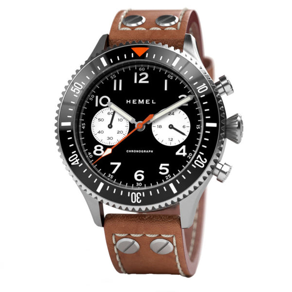 HEMEL Panda Meca-Quartz Chronograph Watch with 60-Minute Ceramic Bezel and Sapphire Crystal #HF12