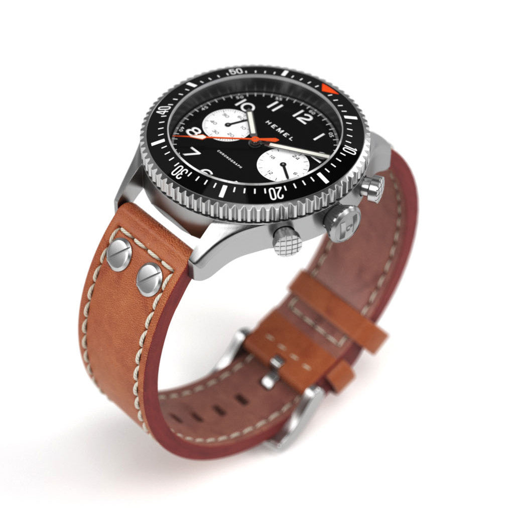HEMEL Panda Meca-Quartz Chronograph with Ceramic Bezel Watch #HF12