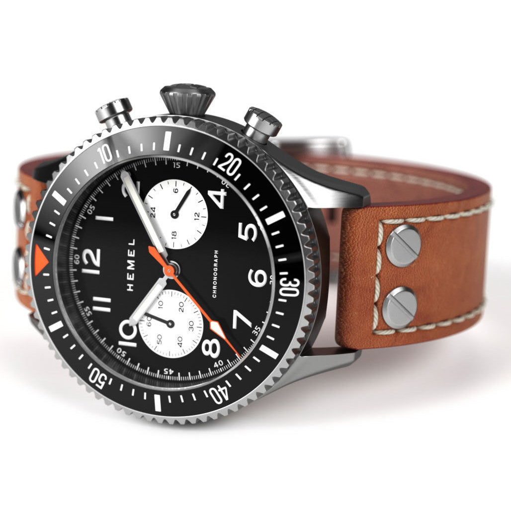 HEMEL Panda Meca-Quartz Chronograph with Ceramic Bezel Watch #HF12