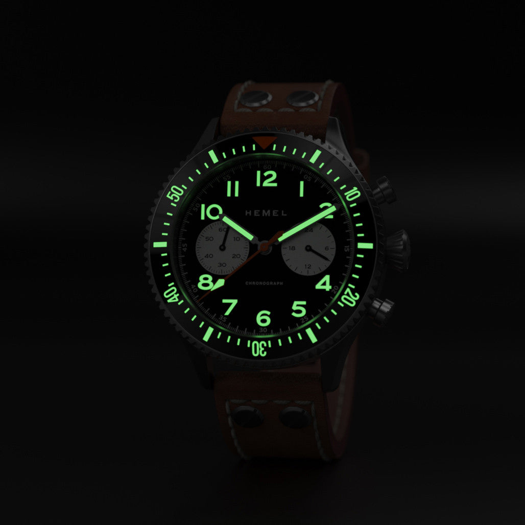 HEMEL Panda Meca-Quartz Chronograph with Ceramic Bezel Watch #HF12