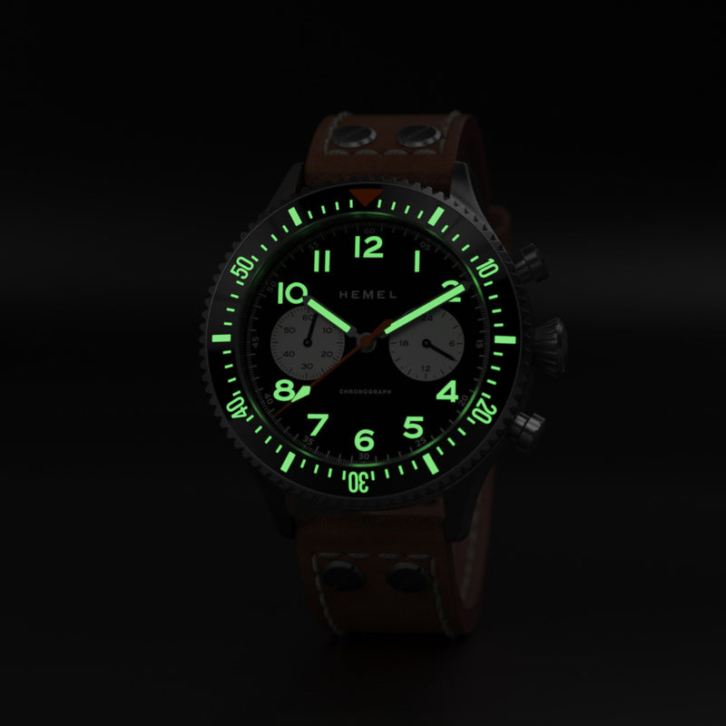 HEMEL Panda Meca-Quartz Chronograph Watch with 60-Minute Ceramic Bezel and Sapphire Crystal #HF12