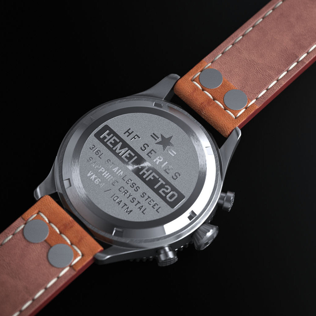 ドム蛇護礼 HEMEL Panda Meca-Quartz Chronograph with Ceramic Bezel Watch #HF12