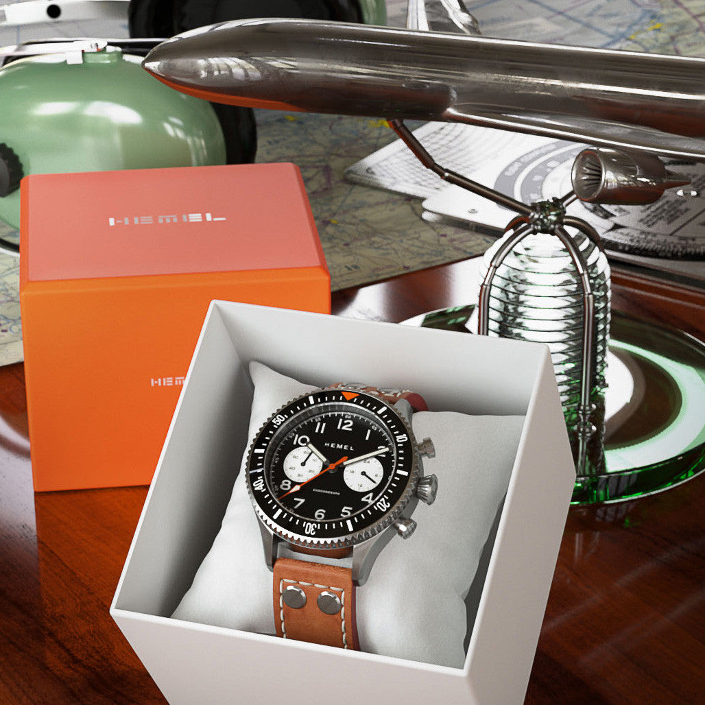 フェイスブローチ 42 HEMEL Panda Meca-Quartz Chronograph with Ceramic Bezel Watch #HF12