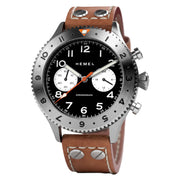 HEMEL Panda Date, 24 Meca-Quartz Chronograph Watch with GMT Bezel and Sapphire Crystal #HF13