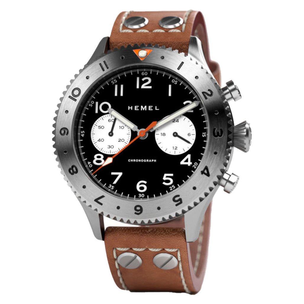 HEMEL Panda Date Quartz Chronograph with GMT Bezel Watch #HF13