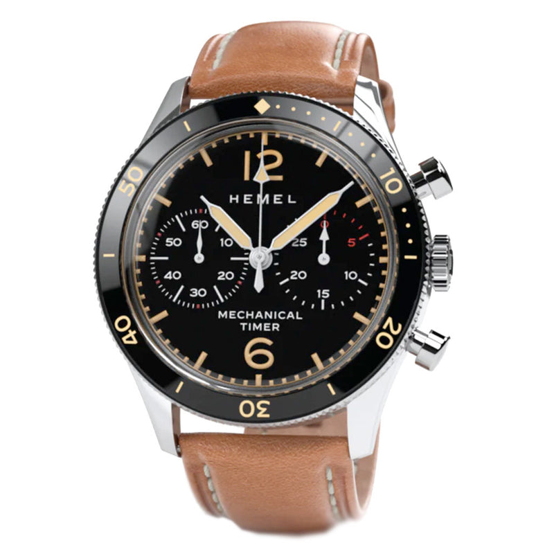 HEMEL Air Defense Mechanical Chronograph with Black Dial #HF22 zoom