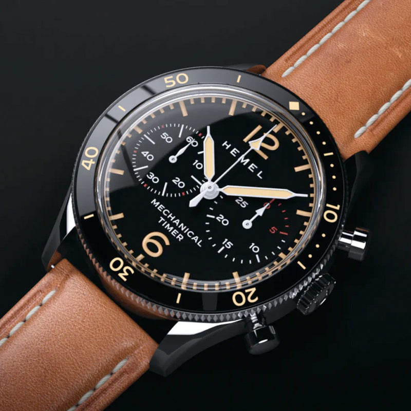 HEMEL Air Defense Mechanical Chronograph with Black Dial #HF22 lifestyle