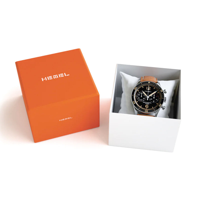 HEMEL Air Defense Mechanical Chronograph with Black Dial #HF22 box