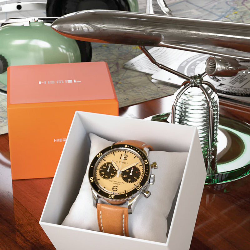 HEMEL Air Defense Mechanical Chronograph with Full Lume Dial #HF22IV open box