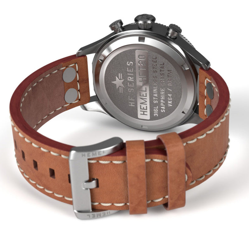 HEMEL Meca-Quartz Chronograph Watch with Full Lume Panda Dial #HF28FL back